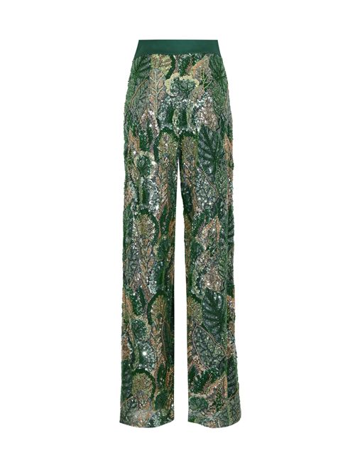 Pantalone in pizzo con ricamo paillettes e perline GIANNI MOLARO | P2645VERDE